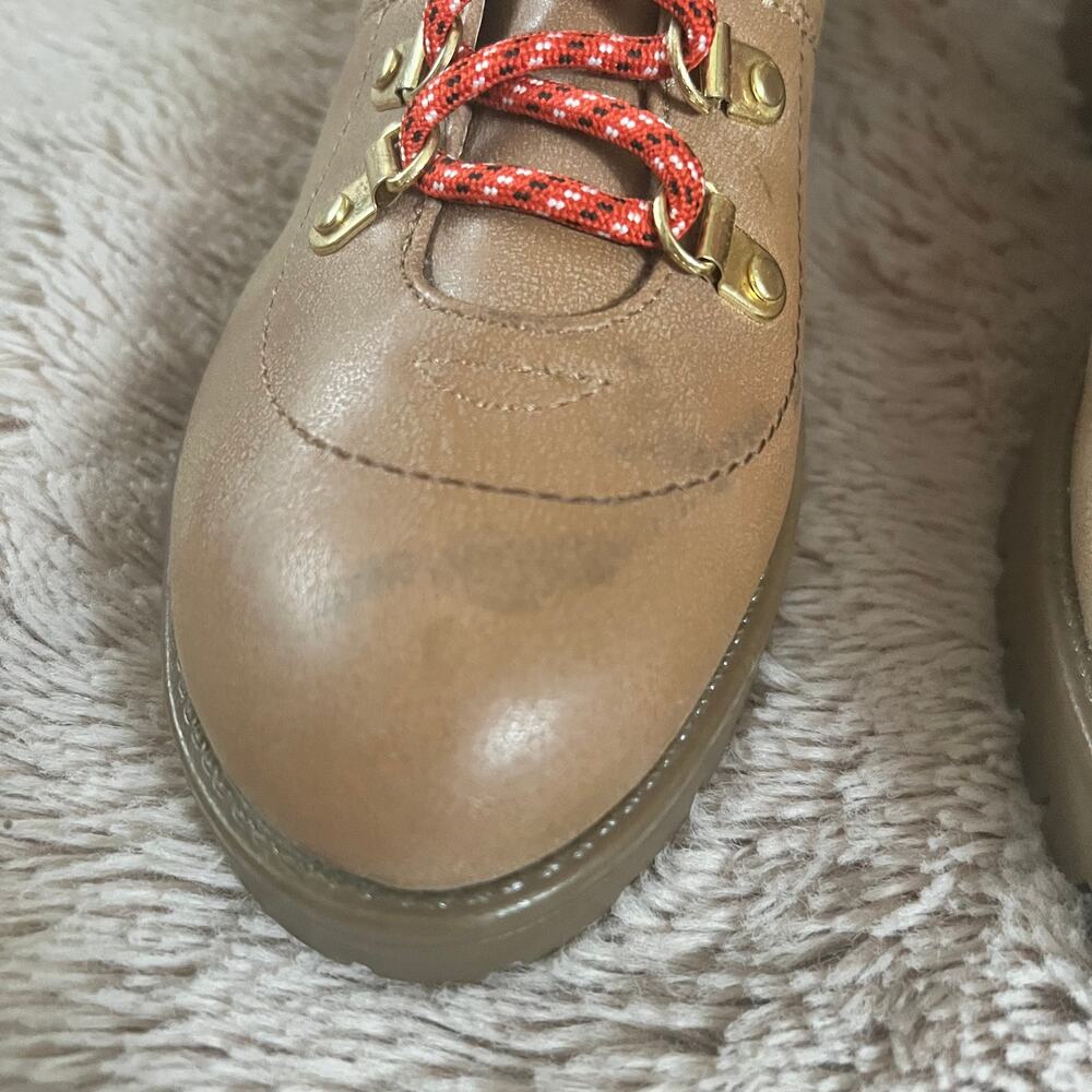 G By Guess Combat Hiking Style Tan Faux Leather 'Nora' Boots Size: 9.5M - Picture 7 of 15